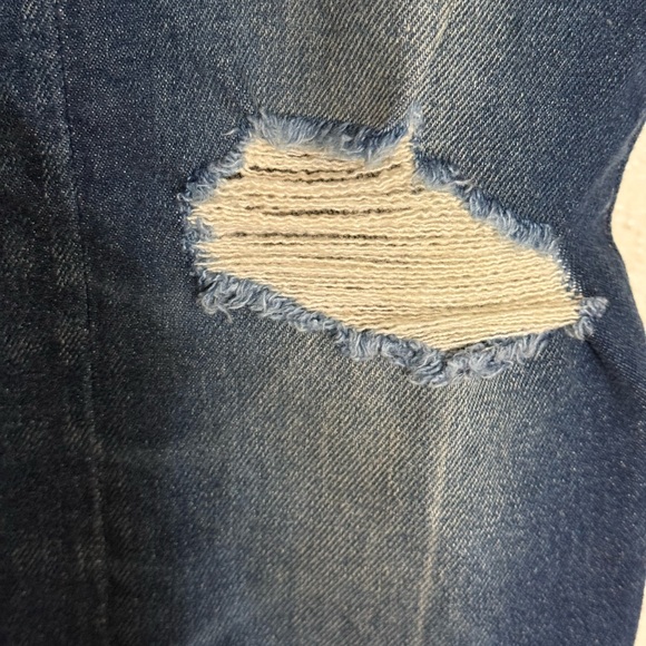 CQY Anthropology women’s Dark blue distress straight Slim denim jeans size 27 - Picture 9 of 12